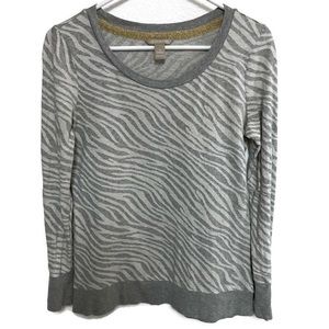 Banana Republic Women's Grey & White Zebra All Over Print Sweater Size Small